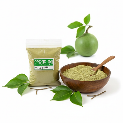 Bela Patra powder, made from the dried leaves of the sacred Bael tree, is a traditional Ayurvedic remedy known for its cooling, healing, and balancing properties. Rich in antioxidants, anti-inflammatory compounds, and natural detoxifying agents, Bela Patra powder helps support digestive health, improve metabolism, and soothe acidity and indigestion.