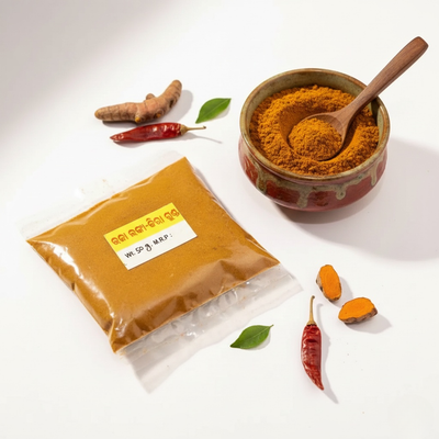 Bhaja Lanka and Jeera Powder 50gm made from roasted red chilli and cumin seeds, flavorful spice blend for enhancing traditional Indian recipes.