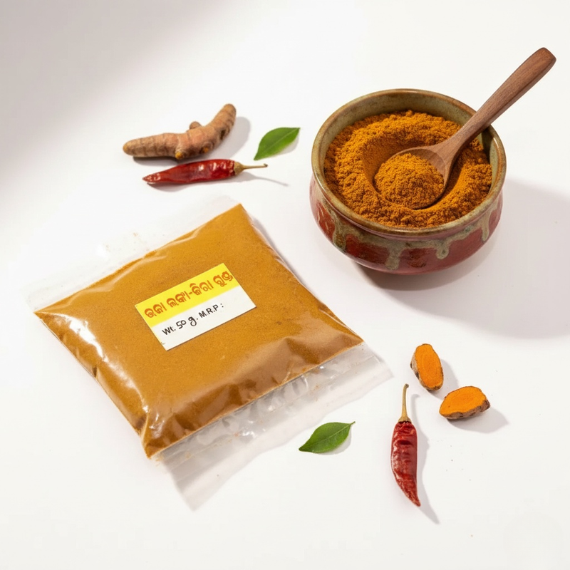 Bhaja Lanka and Jeera Powder 50gm made from roasted red chilli and cumin seeds, flavorful spice blend for enhancing traditional Indian recipes.