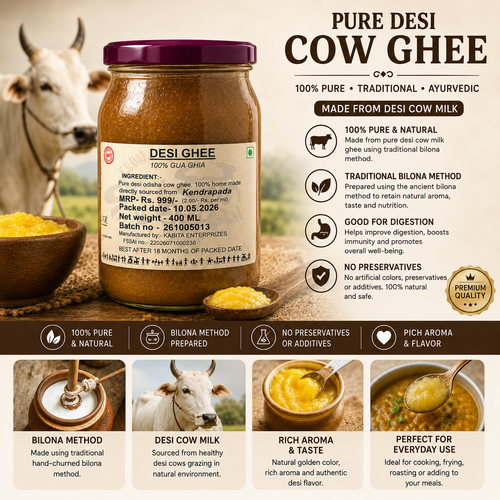 Pure Desi Cow Ghee 400ml | Bilona Method | Traditional A2 Cow Ghee | Homemade & Natural